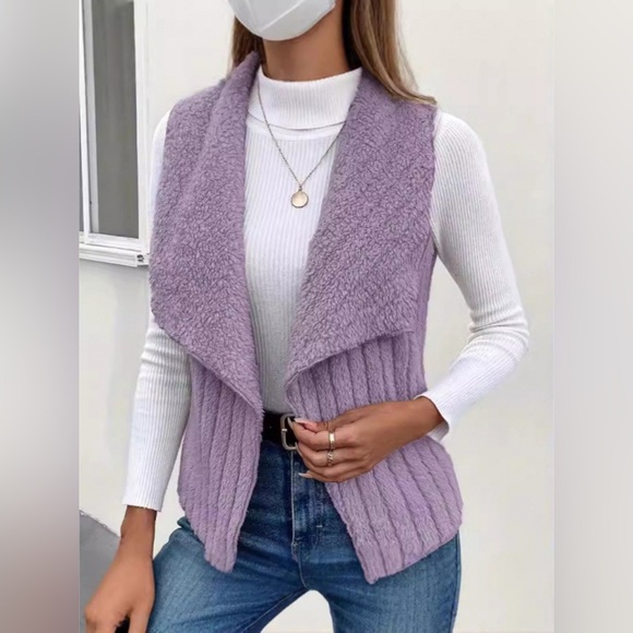 Sweaters - Cozy Fleece Open Front Vest Coat 10010015391